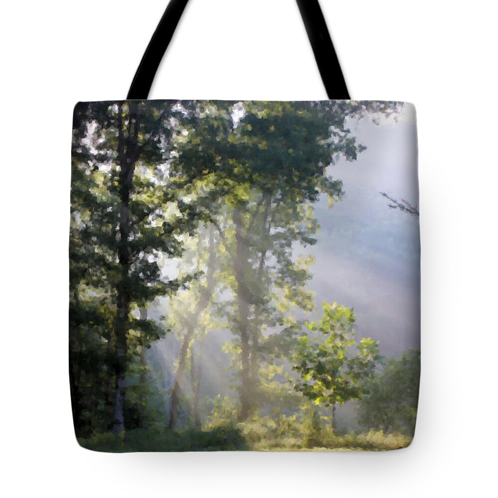 Morning Tote Bag featuring the digital art Morning Sun by Kristin Elmquist