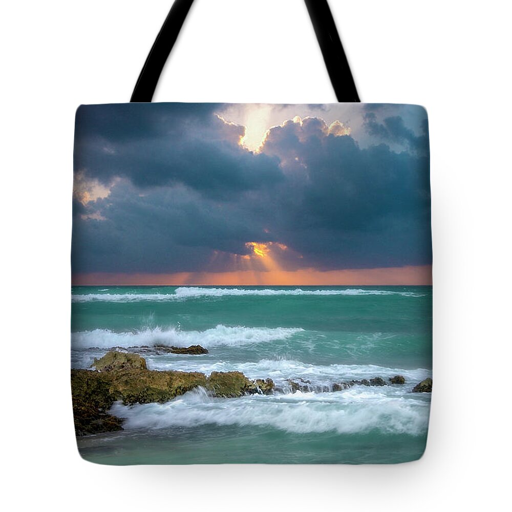 Ocean Tote Bag featuring the photograph Morning Surf by Allin Sorenson