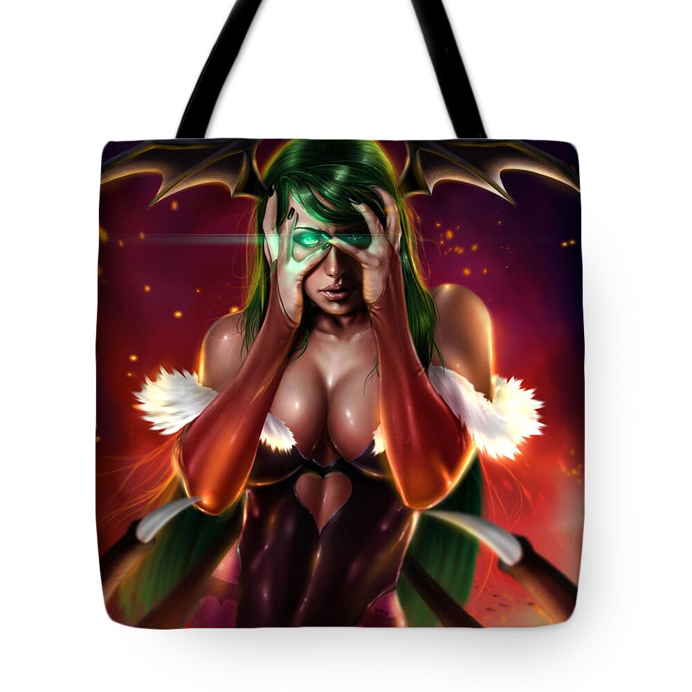 Comic Tote Bag featuring the painting Morrigan 2 by Pete Tapang