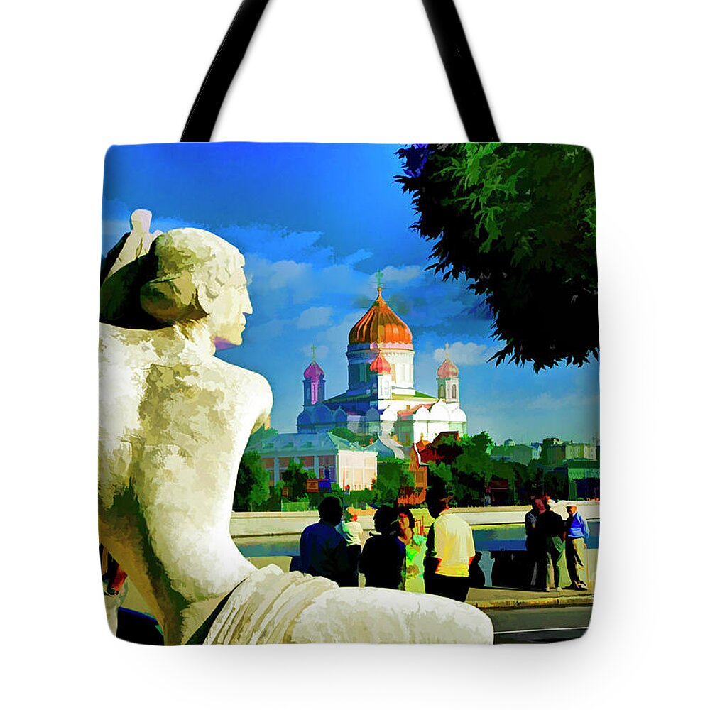 Moscow Russia Churches Waterways Parks Tote Bag featuring the photograph Moscow By The Water by Rick Bragan