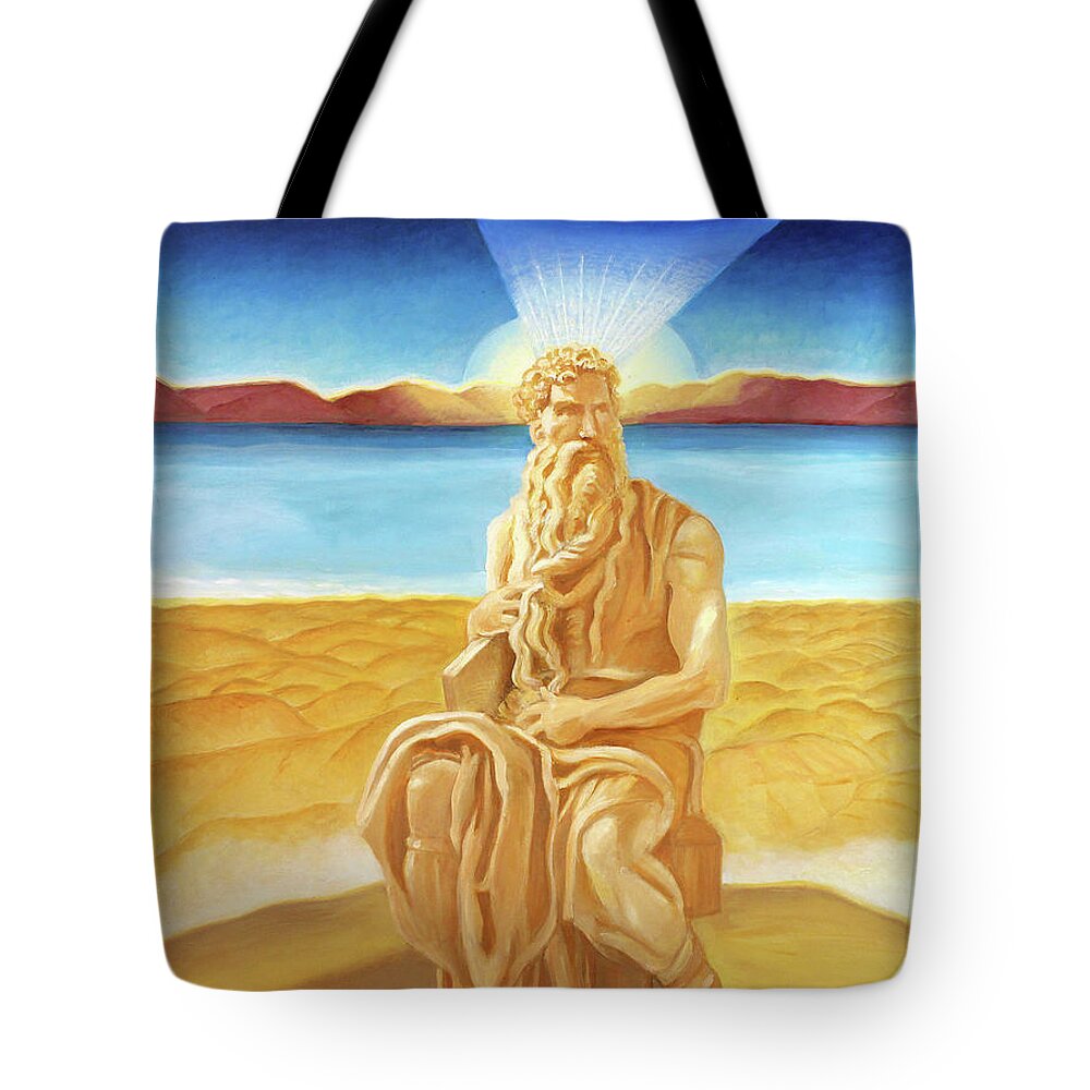 Biblical Tote Bag featuring the painting Moshe Rabbenu by Suzanne Giuriati Cerny