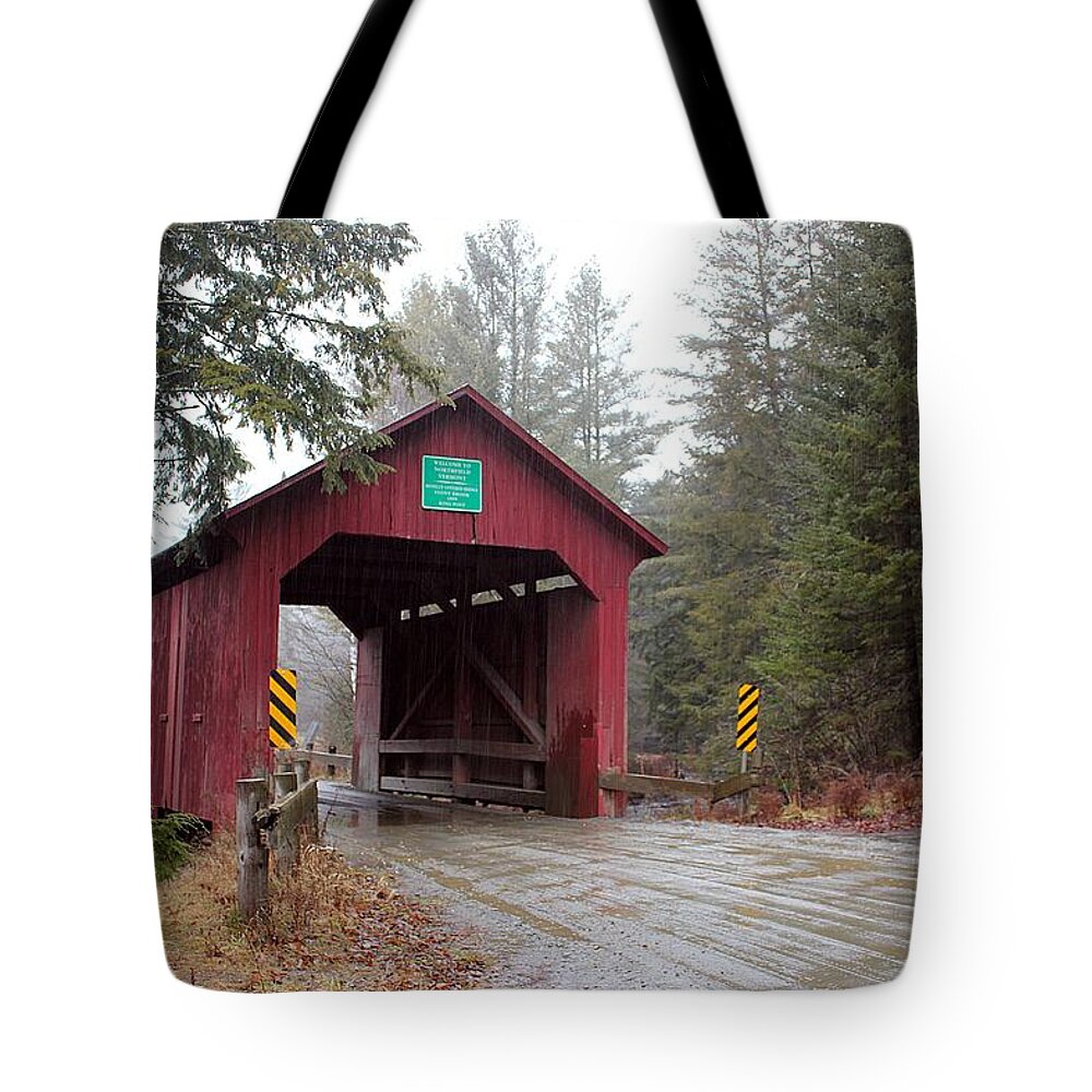 Vermont Tote Bag featuring the photograph Mosley Covered Bridge by Wayne Toutaint