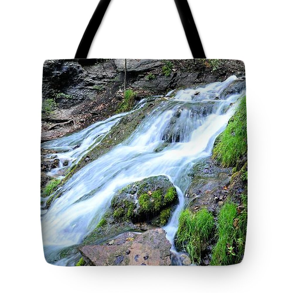 Water Tote Bag featuring the photograph Mossy Spring Panorama by Bonfire Photography