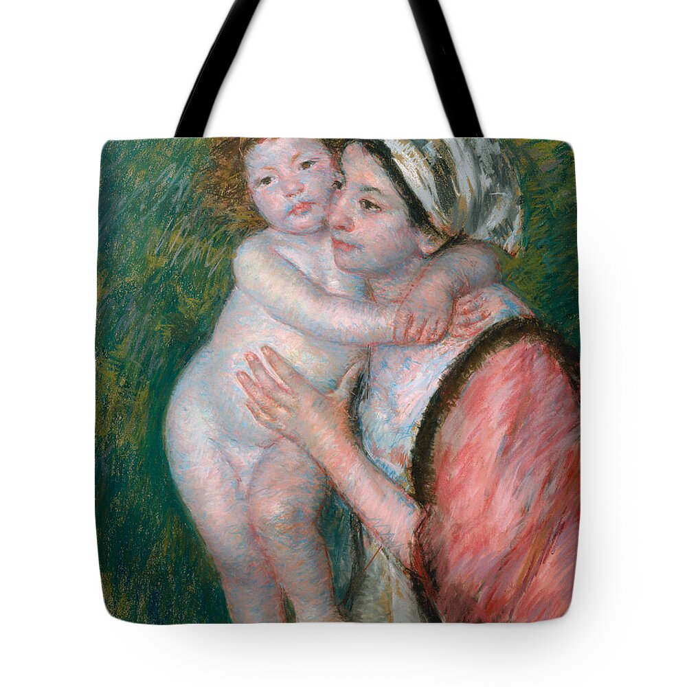 American Art Tote Bag featuring the pastel Mother and Child, 1914 by Mary Cassatt