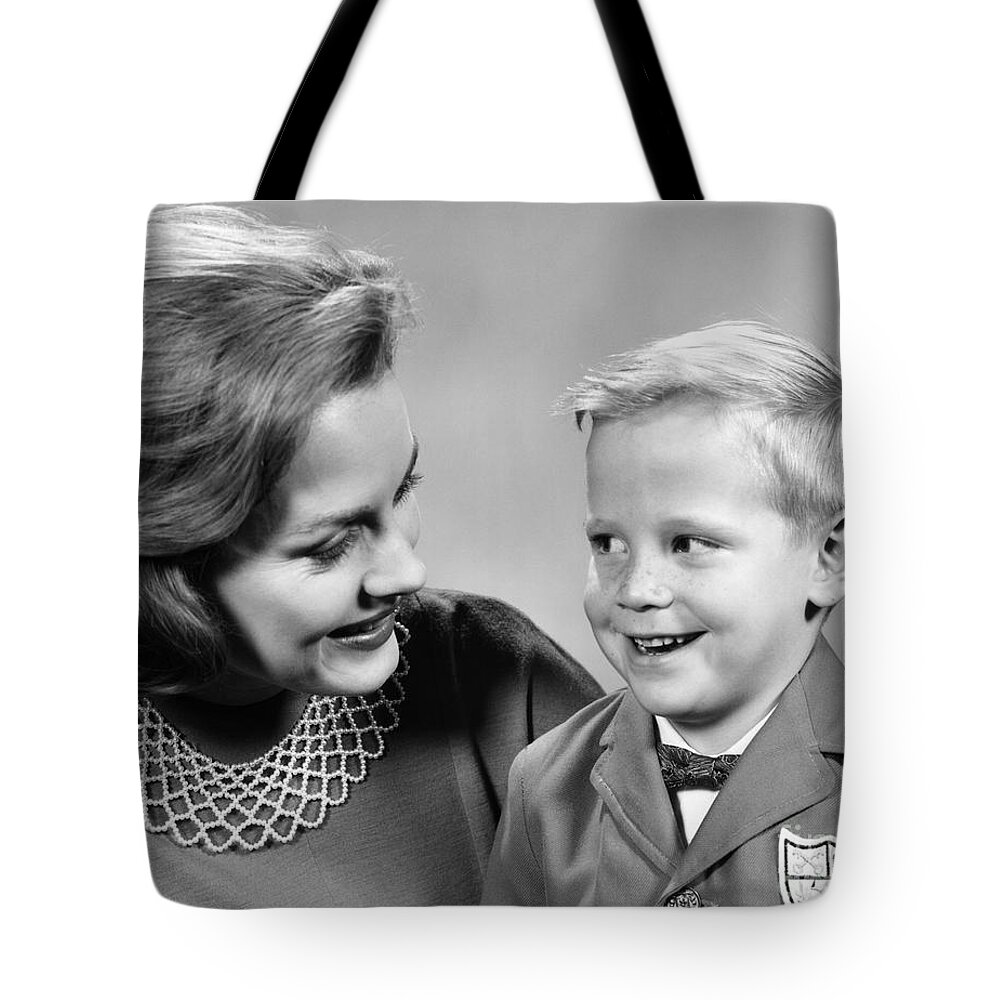 1960s Tote Bag featuring the photograph Mother And Son, C.1960s by H. Armstrong Roberts/ClassicStock