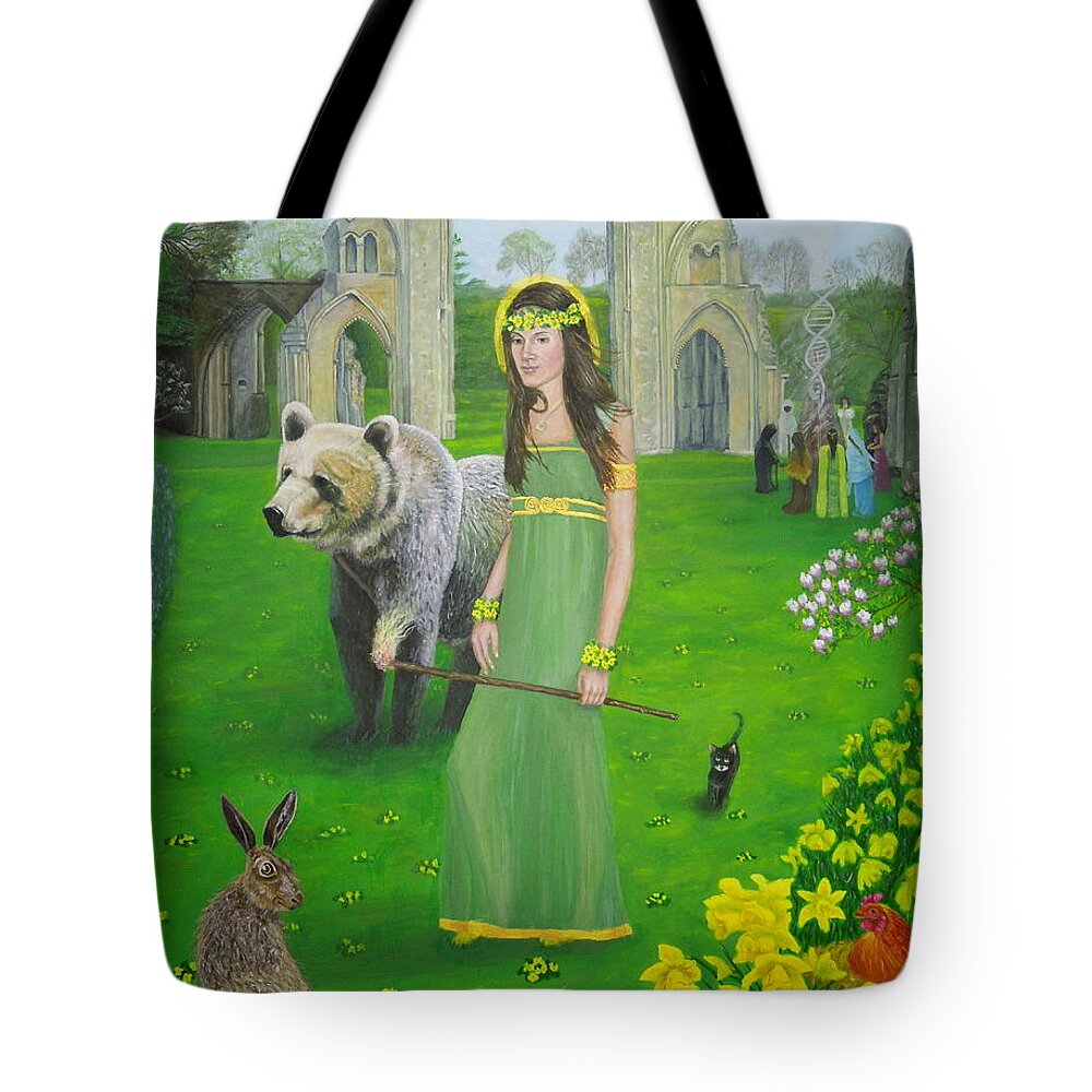 Fine Art Tote Bag featuring the painting Mother of Fire Goddess Artha - Spring Equinox by Shirley Wellstead