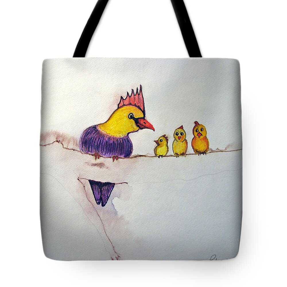 Birds Tote Bag featuring the painting Mothers Concern by Patricia Arroyo