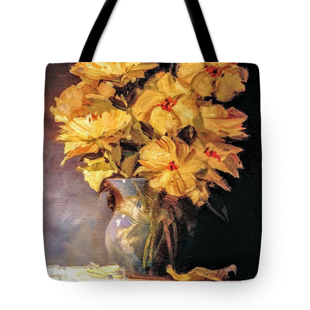  Tote Bag featuring the painting Mother's Favorite Vase by Jessica Anne Thomas