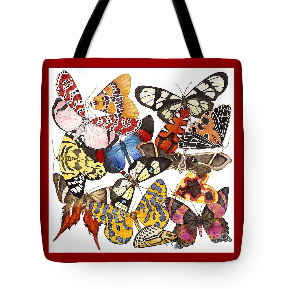 Moths Tote Bag featuring the painting Moths and More Moths by Lucy Arnold
