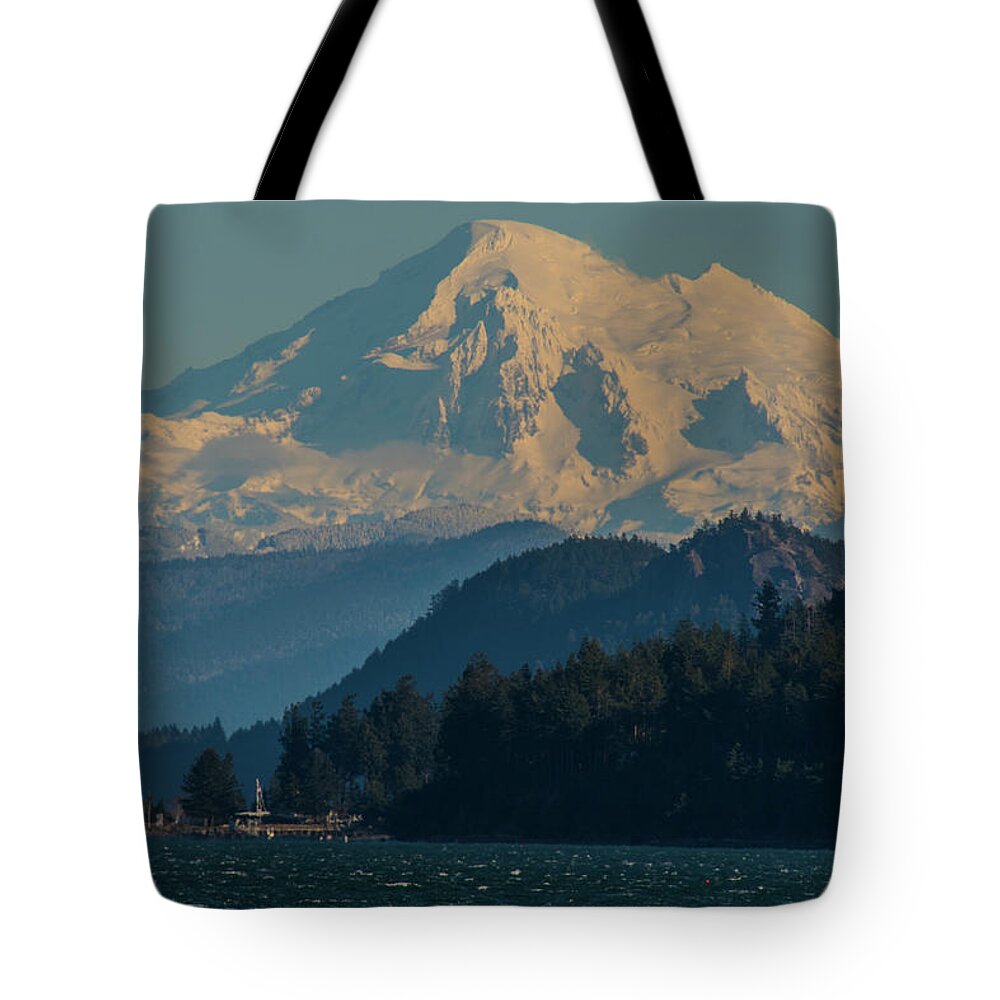 Mount Baker Tote Bag featuring the photograph Mount Baker from the San Juan Islands by Matt McDonald