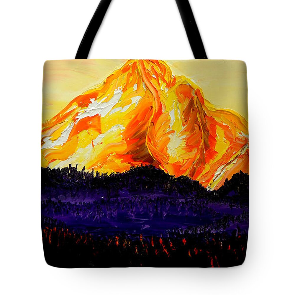  Tote Bag featuring the painting Mount Hood At Dusk #14 by James Dunbar