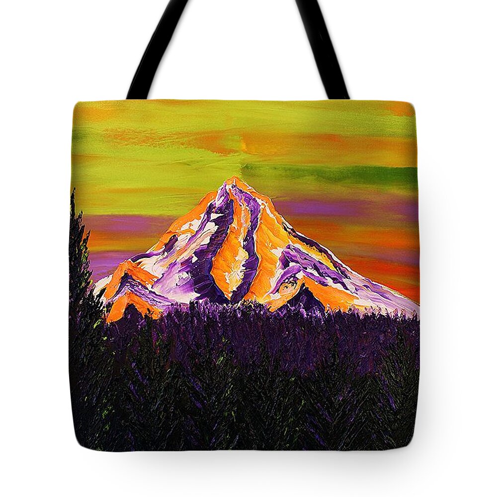  Tote Bag featuring the painting Mount Hood At Dusk 36 by James Dunbar