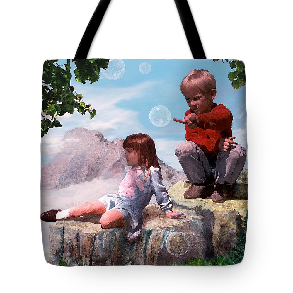 Landscape Tote Bag featuring the painting Mount Innocence by Steve Karol