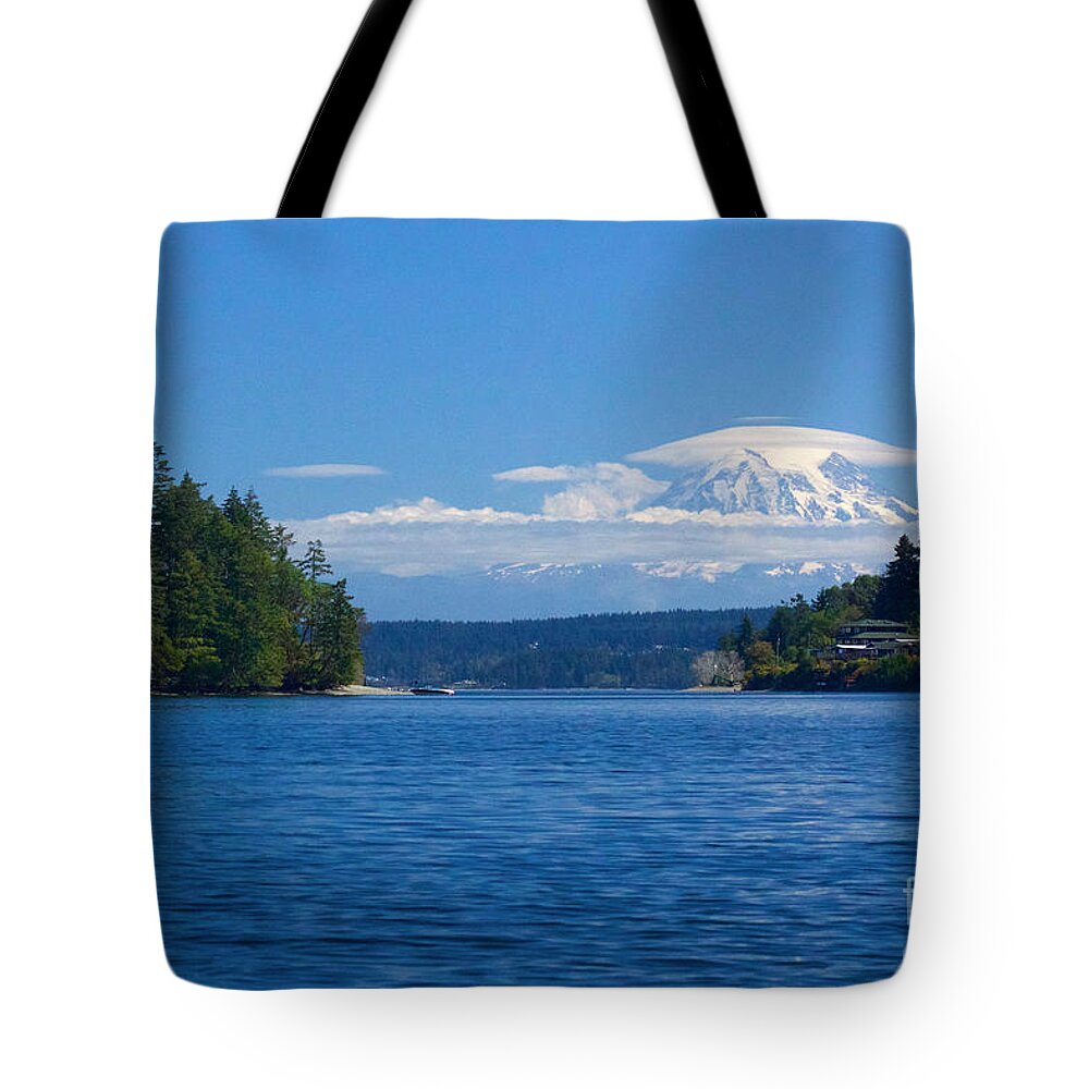 Photography Tote Bag featuring the photograph Mount Rainier Lenticular by Sean Griffin