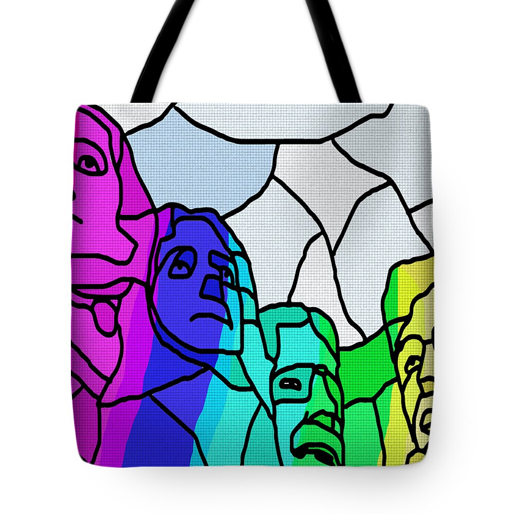 Mount-rushmore Tote Bag featuring the digital art Mount Rushmore by Piotr Dulski