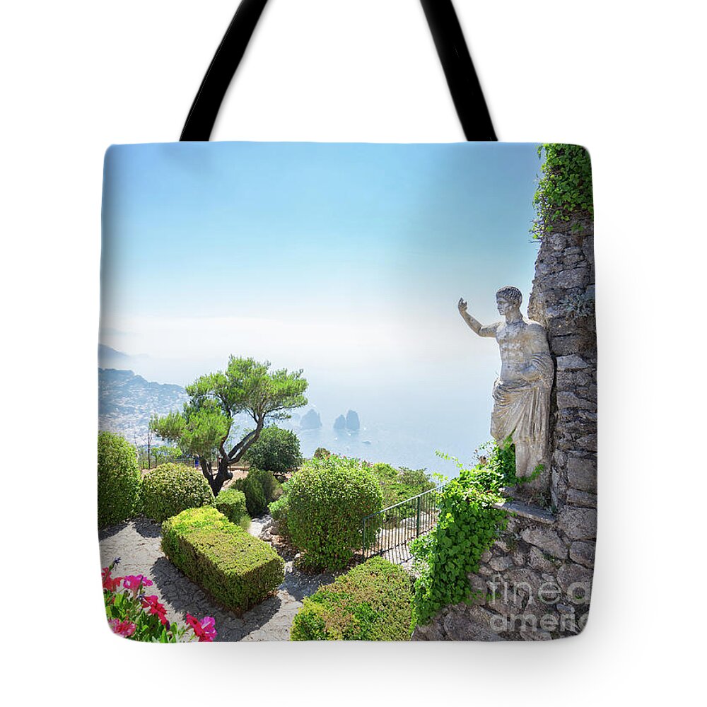 Capri Tote Bag featuring the photograph mount Solaro of Capri by Anastasy Yarmolovich