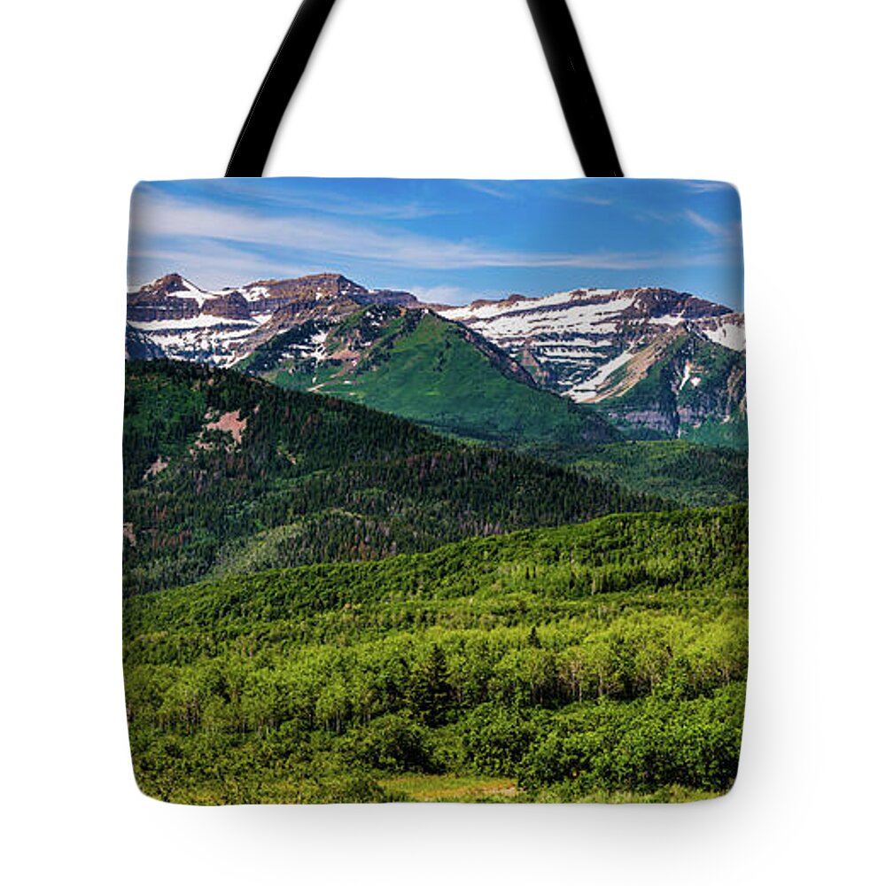 Timpanogos Tote Bag featuring the photograph Mount Timpanogos Panorama - Wasatch Mountains - Utah by Gary Whitton