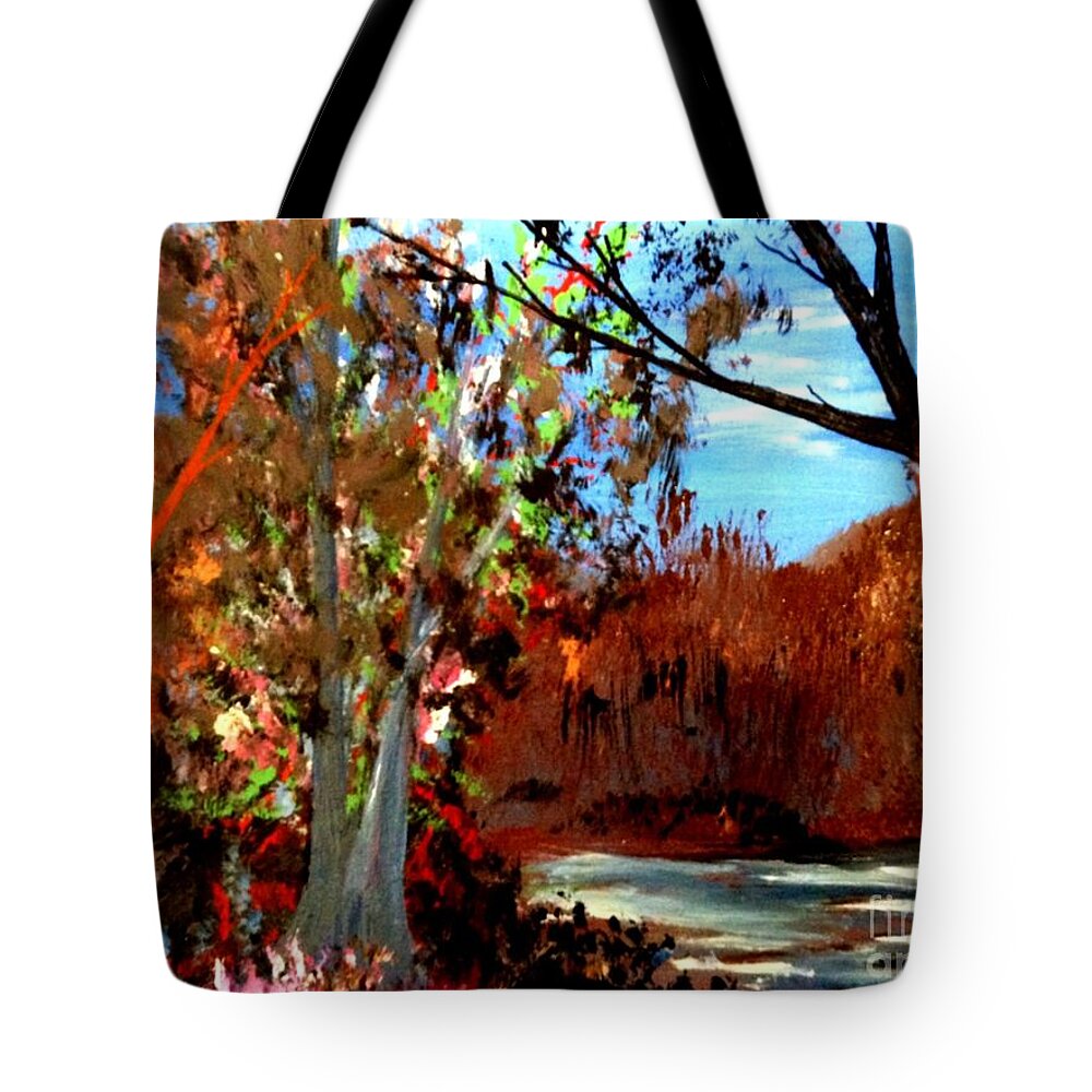 Forest Tote Bag featuring the painting Mountain Creek by James and Donna Daugherty