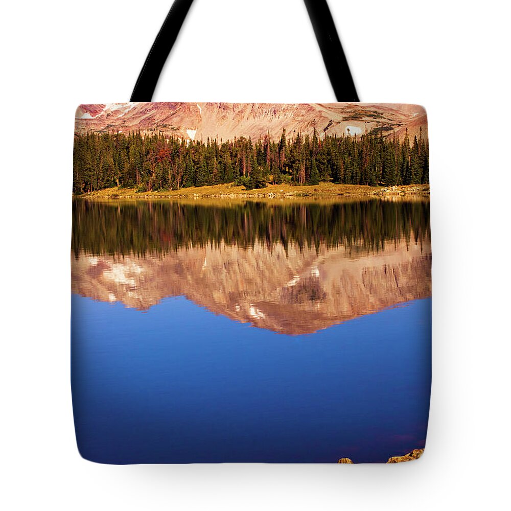 Colorado Tote Bag featuring the photograph Mountain Lake Reflections by John De Bord