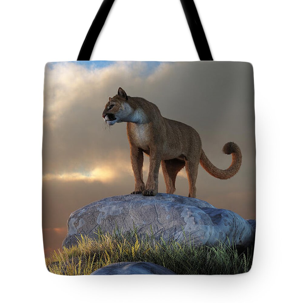 Tote Bag featuring the digital art Mountain Lion by Daniel Eskridge