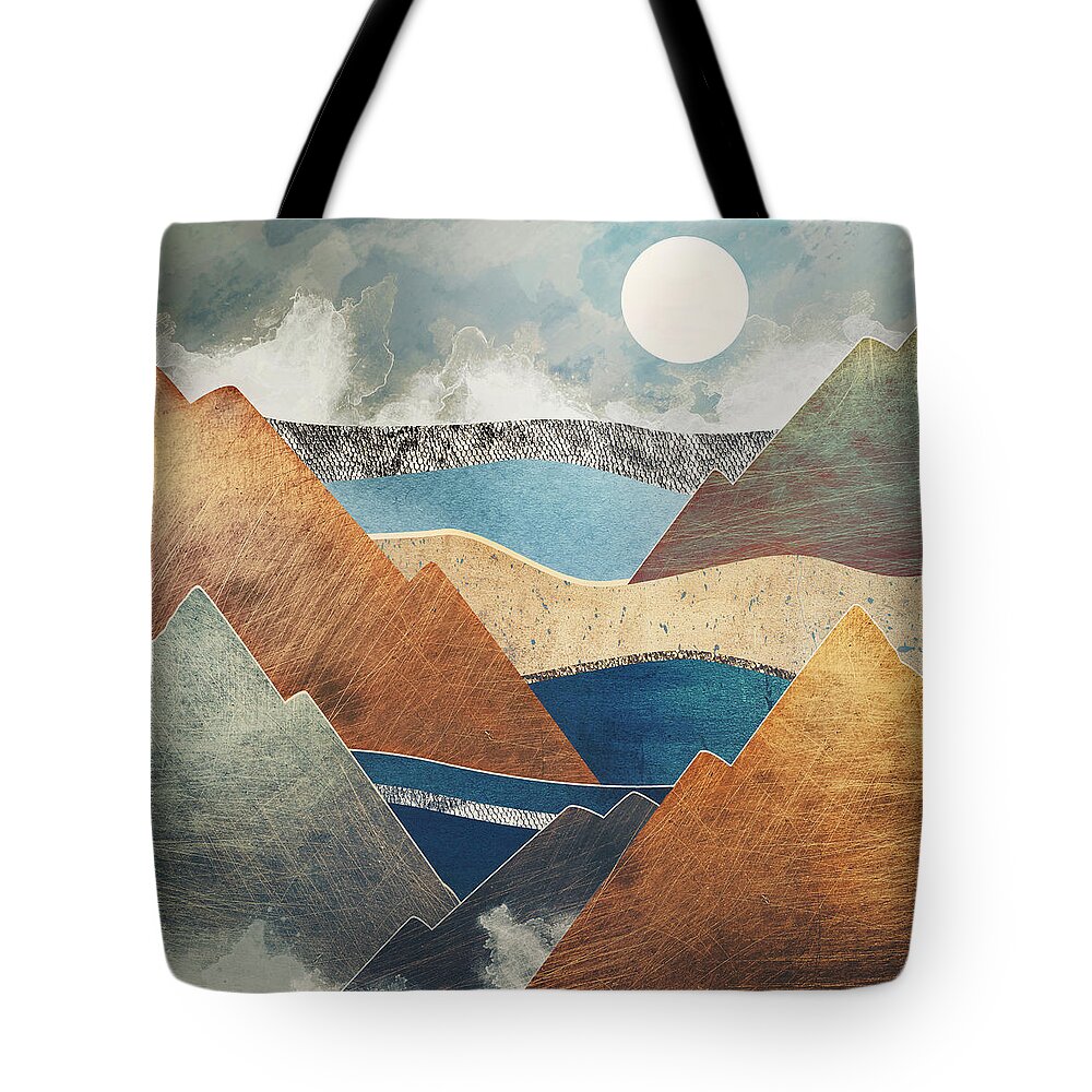 Mountain Tote Bag featuring the digital art Mountain Pass by Spacefrog Designs