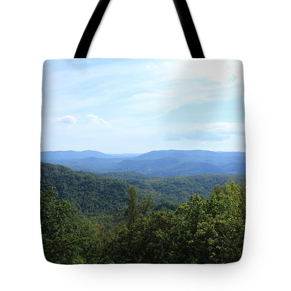 Mountains Tote Bag featuring the photograph Mountain View by Karen Ruhl