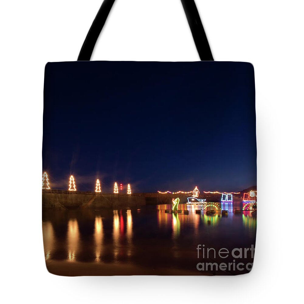 Mousehole Tote Bag featuring the photograph Mousehole Christmas Lights by Terri Waters
