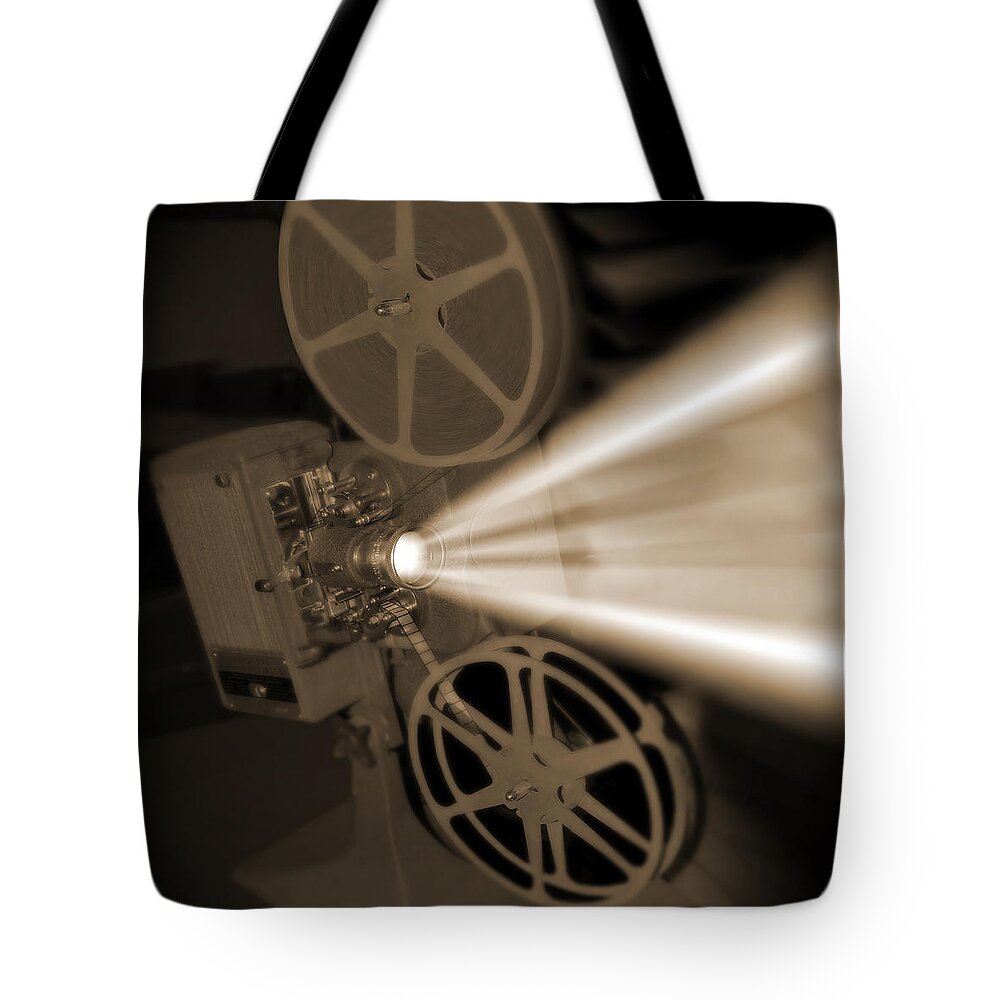 Vintage Tote Bag featuring the photograph Movie Projector by Mike McGlothlen