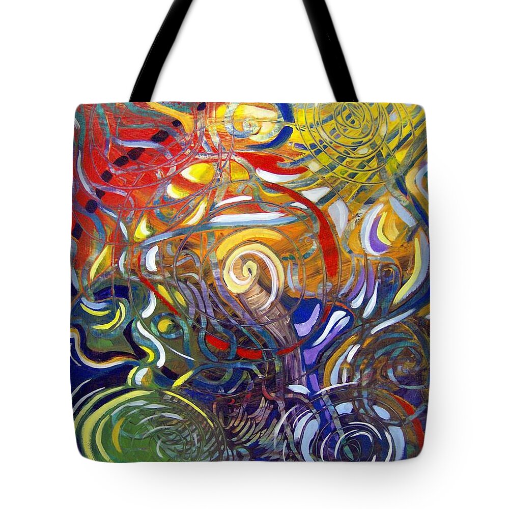 Abstract Movement Into Color Tote Bag featuring the painting Moving Color by Jan VonBokel