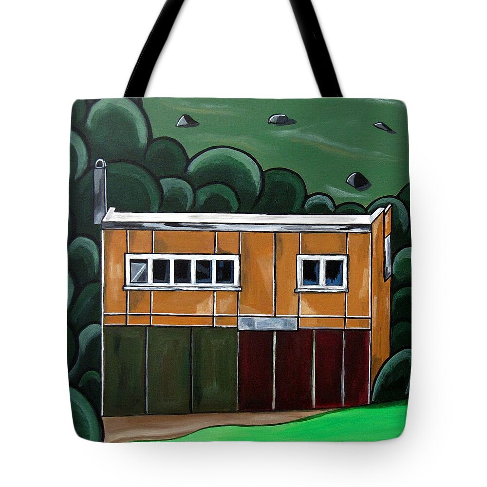Paintings Of Cottages Tote Bag featuring the painting Mr Mustard by Sandra Marie Adams