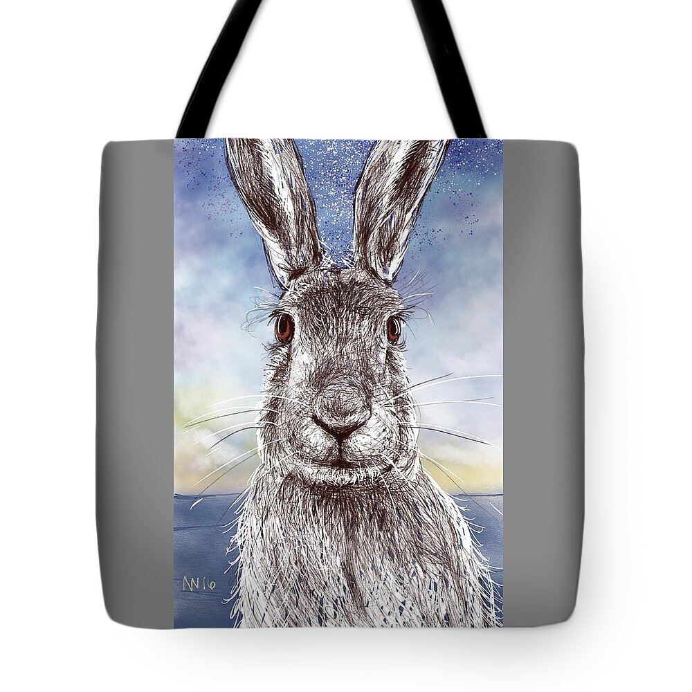 Bunny Tote Bag featuring the digital art Mr. Rabbit by AnneMarie Welsh