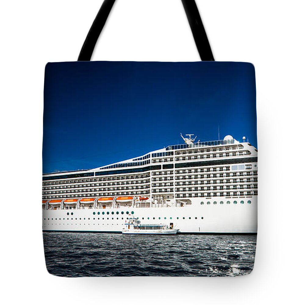 Ship Tote Bag featuring the photograph MSC Poesia by Christopher Holmes