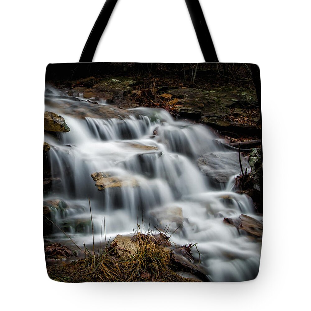 Mt. Magazine State Park Tote Bag featuring the photograph Mt. Magazine Cascade by James Barber