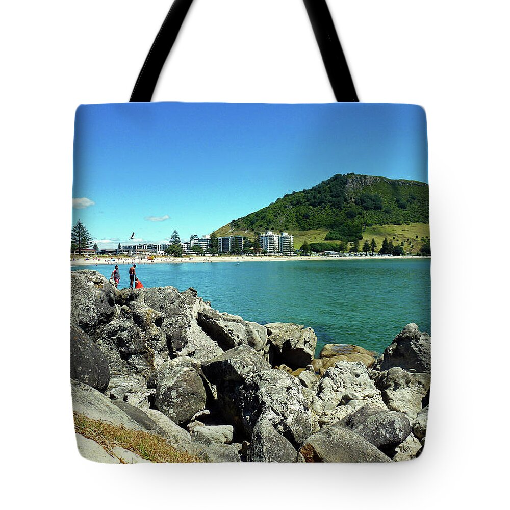 Mt Maunganui Tote Bag featuring the photograph Mt Maunganui Beach 11 - Tauranga New Zealand by Selena Boron