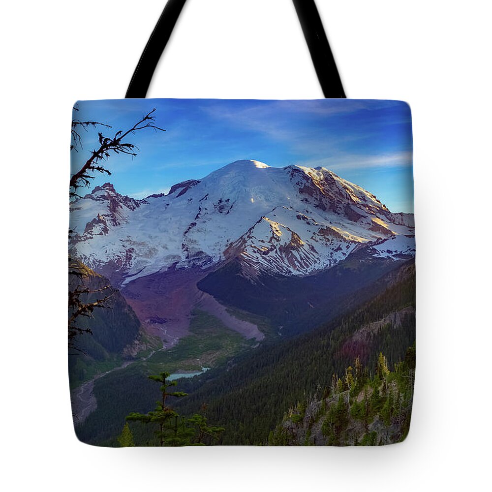Mountain Tote Bag featuring the photograph Mt Rainier at Emmons Glacier by Ken Stanback