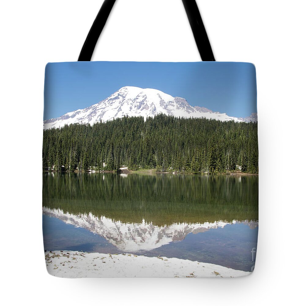 Mt. Rainier Tote Bag featuring the photograph Mt. Rainier Reflection by Suzanne Luft