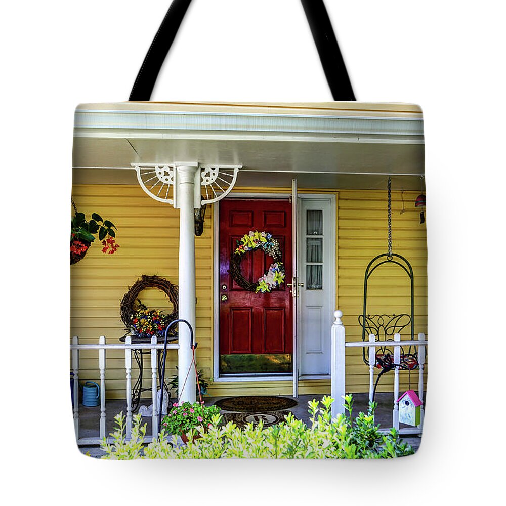 Real Estate Photography Tote Bag featuring the photograph Mt Vernon Front Door by Jeff Kurtz