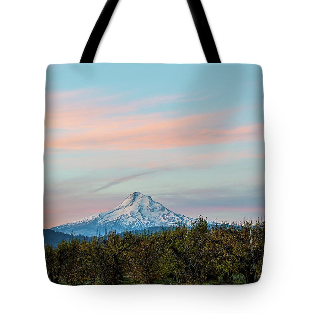 Landscape Tote Bag featuring the photograph Mt.Hood in Morning glow by Hisao Mogi