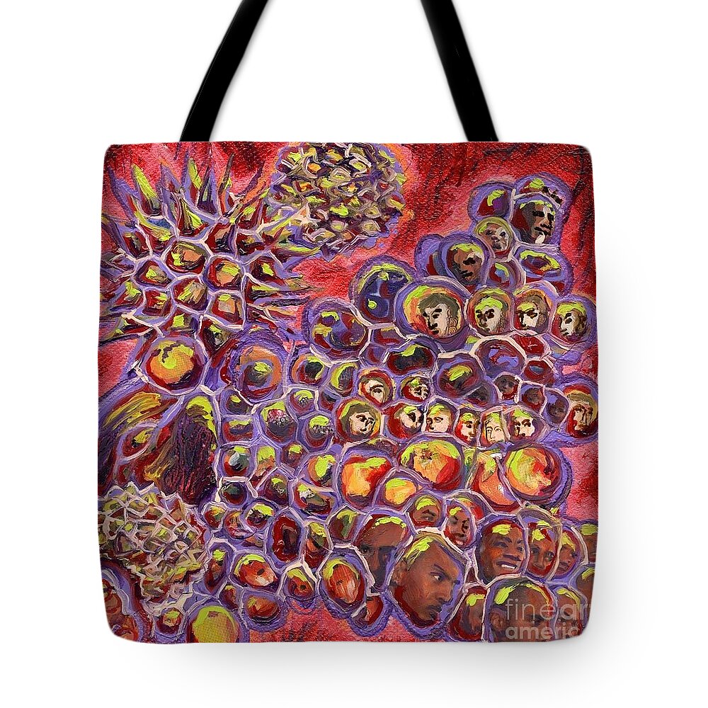 Human Tote Bag featuring the painting Multiply Microbiology Landscapes Series by Emily McLaughlin