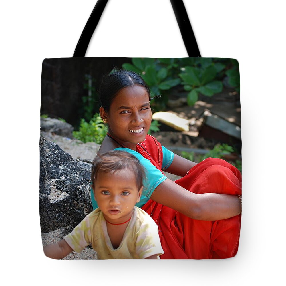 India Tote Bag featuring the photograph Mum with her child by Sabine Meisel