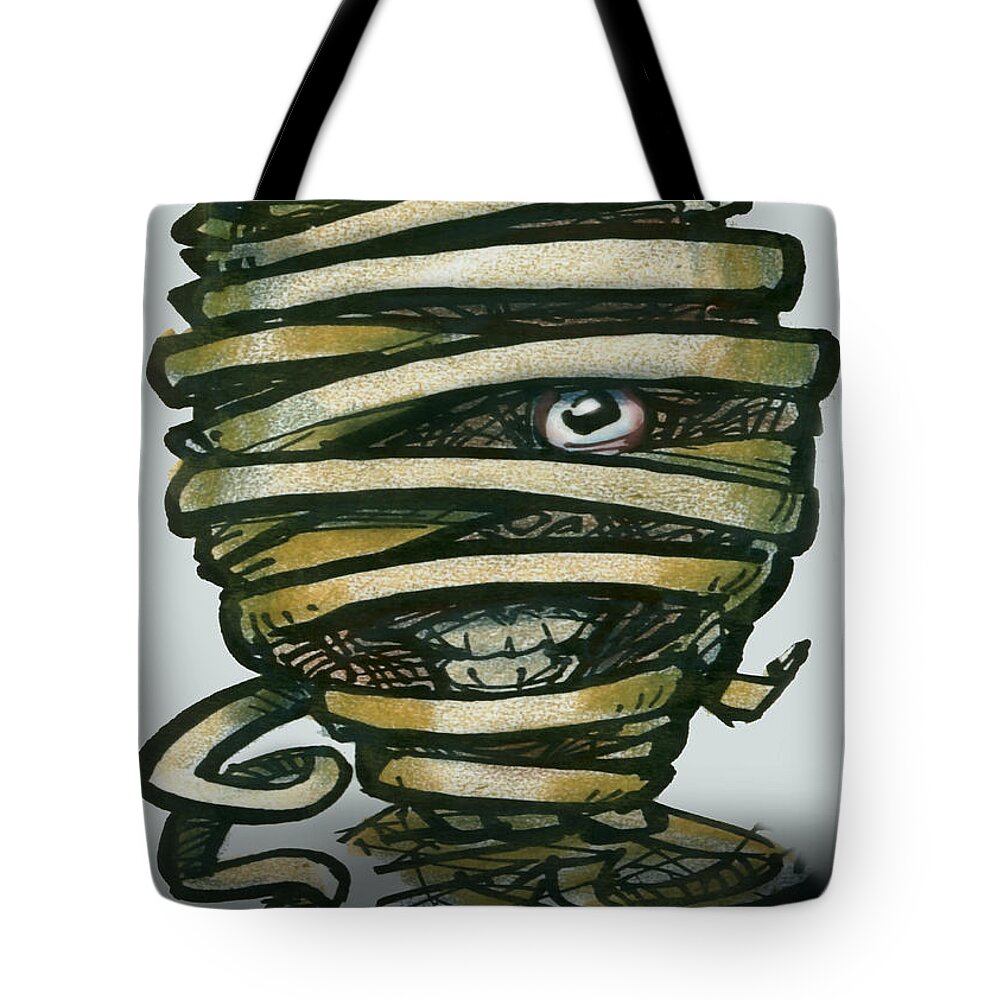 Mummy Tote Bag featuring the greeting card Mummy by Kevin Middleton