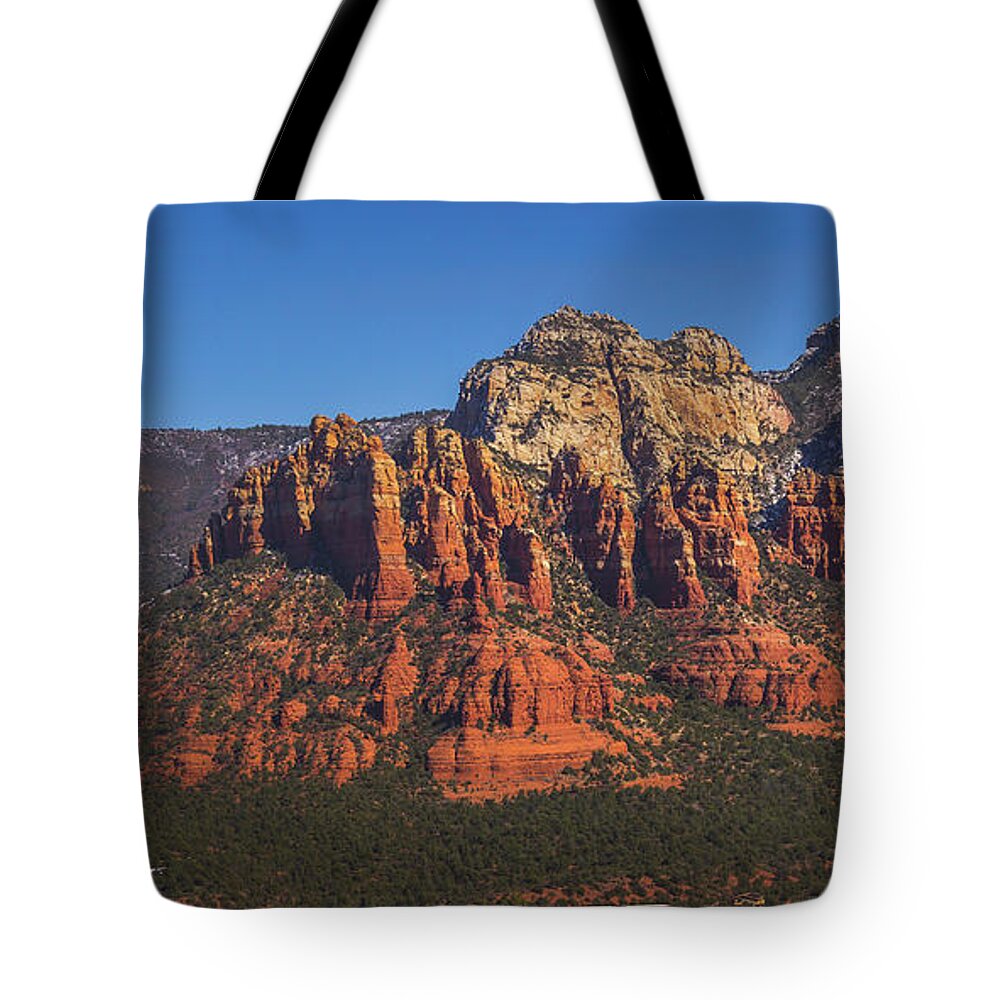 Airport Mesa Tote Bag featuring the photograph Munds Mountain Panorama by Andy Konieczny