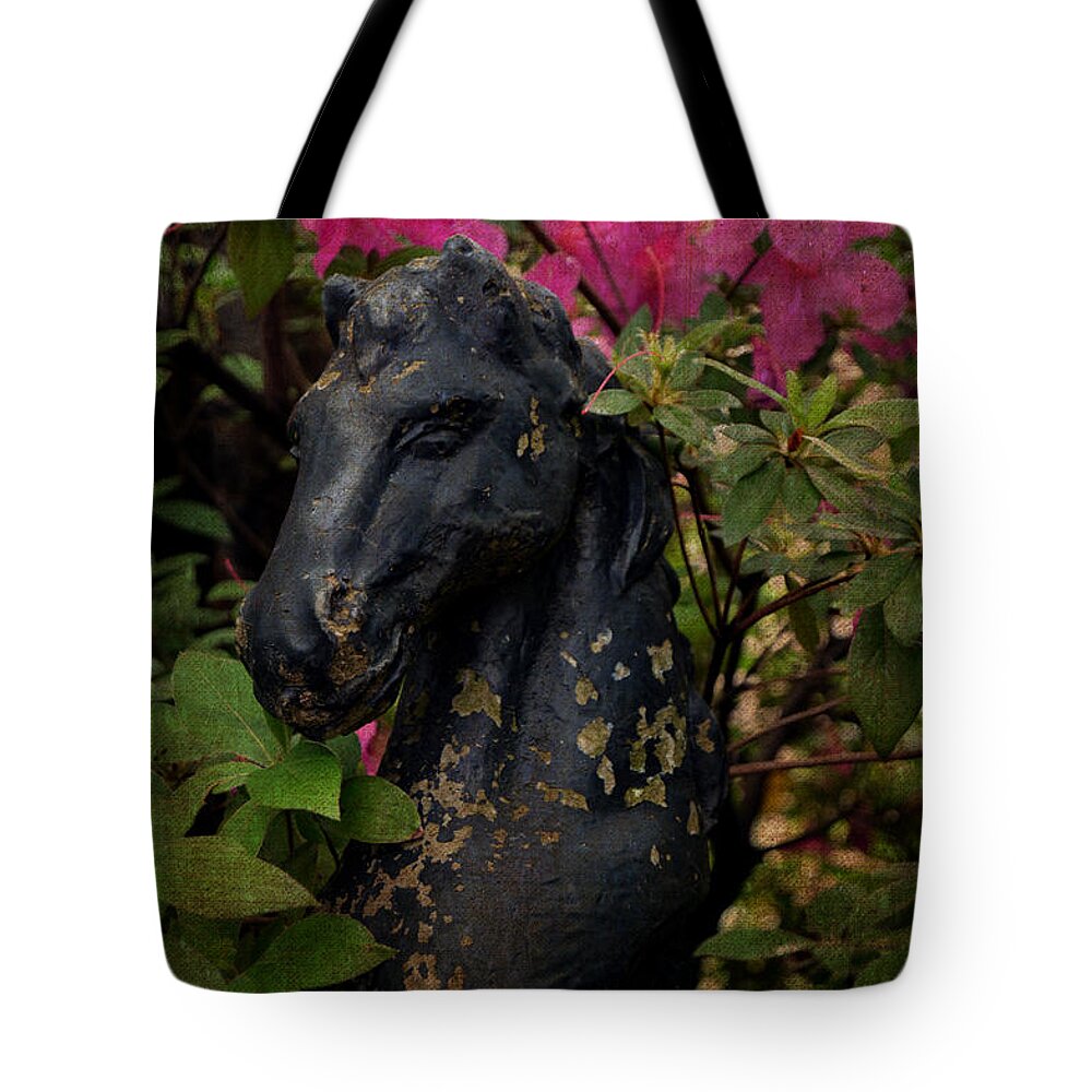 Horse Tote Bag featuring the photograph Murphy Medallion House Gatekeeper by Lesa Fine
