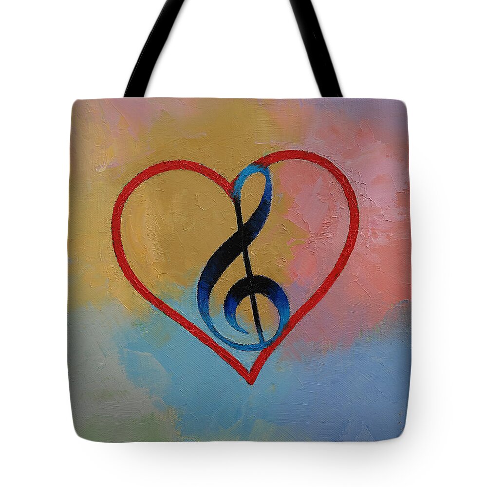 Clef Tote Bag featuring the painting Music Note by Michael Creese