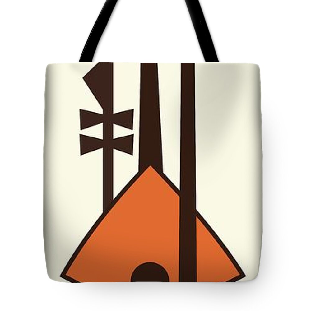 Mid Century Modern Tote Bag featuring the digital art Musical Instruments 2 by Donna Mibus