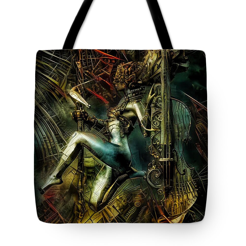 Musician Tote Bag featuring the mixed media Musician by Lilia S