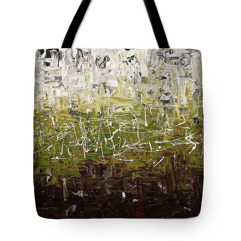 Abstract Art Tote Bag featuring the painting Musing by Carmen Guedez