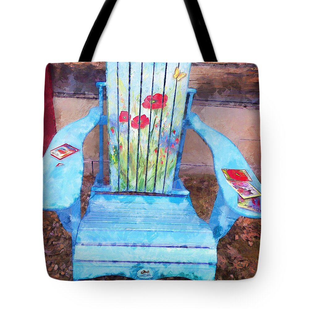 Muskoka Chair Tote Bag featuring the painting Muskoka Chair with Flowers by Claire Bull