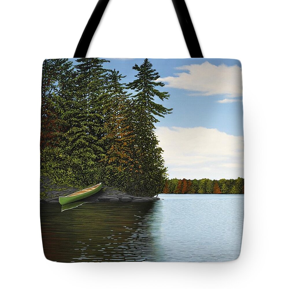 Rocks Tote Bag featuring the painting Muskoka Shores by Kenneth M Kirsch