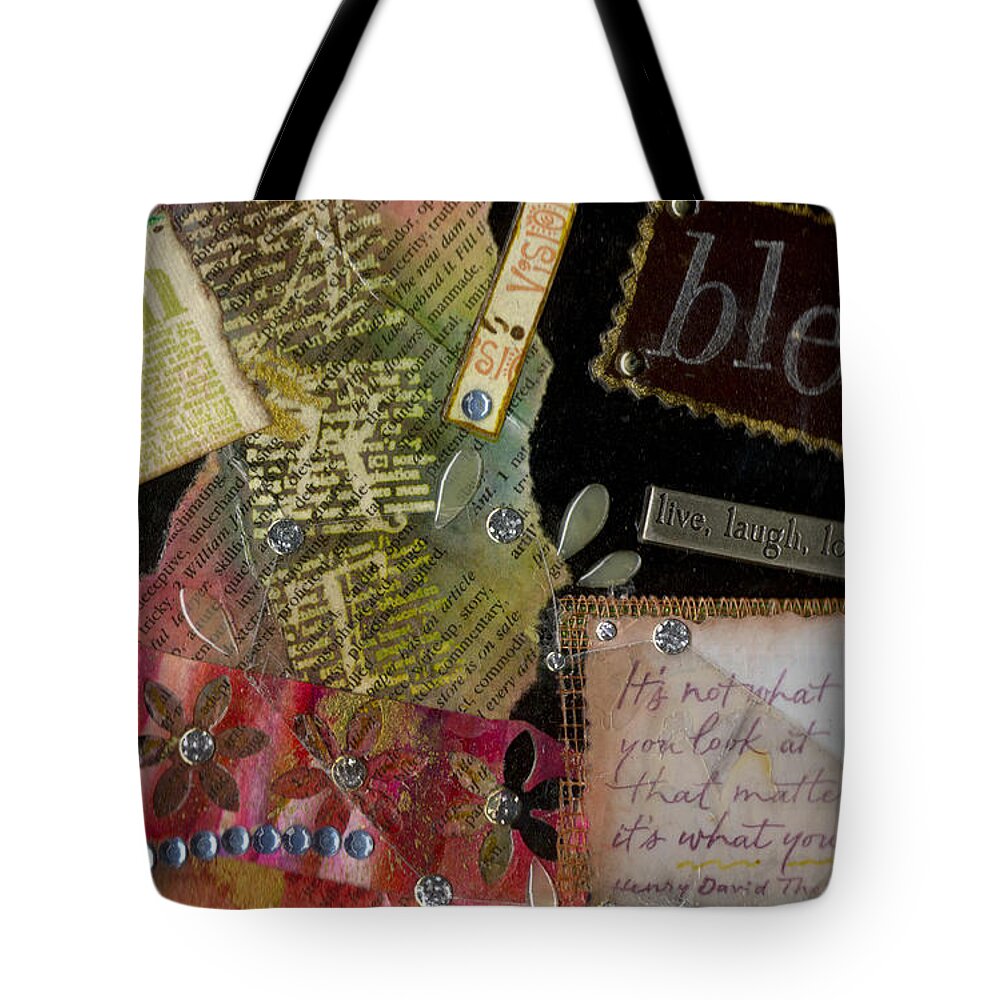 Gretting Cards Tote Bag featuring the mixed media My Art Journal - Blessed by Angela L Walker
